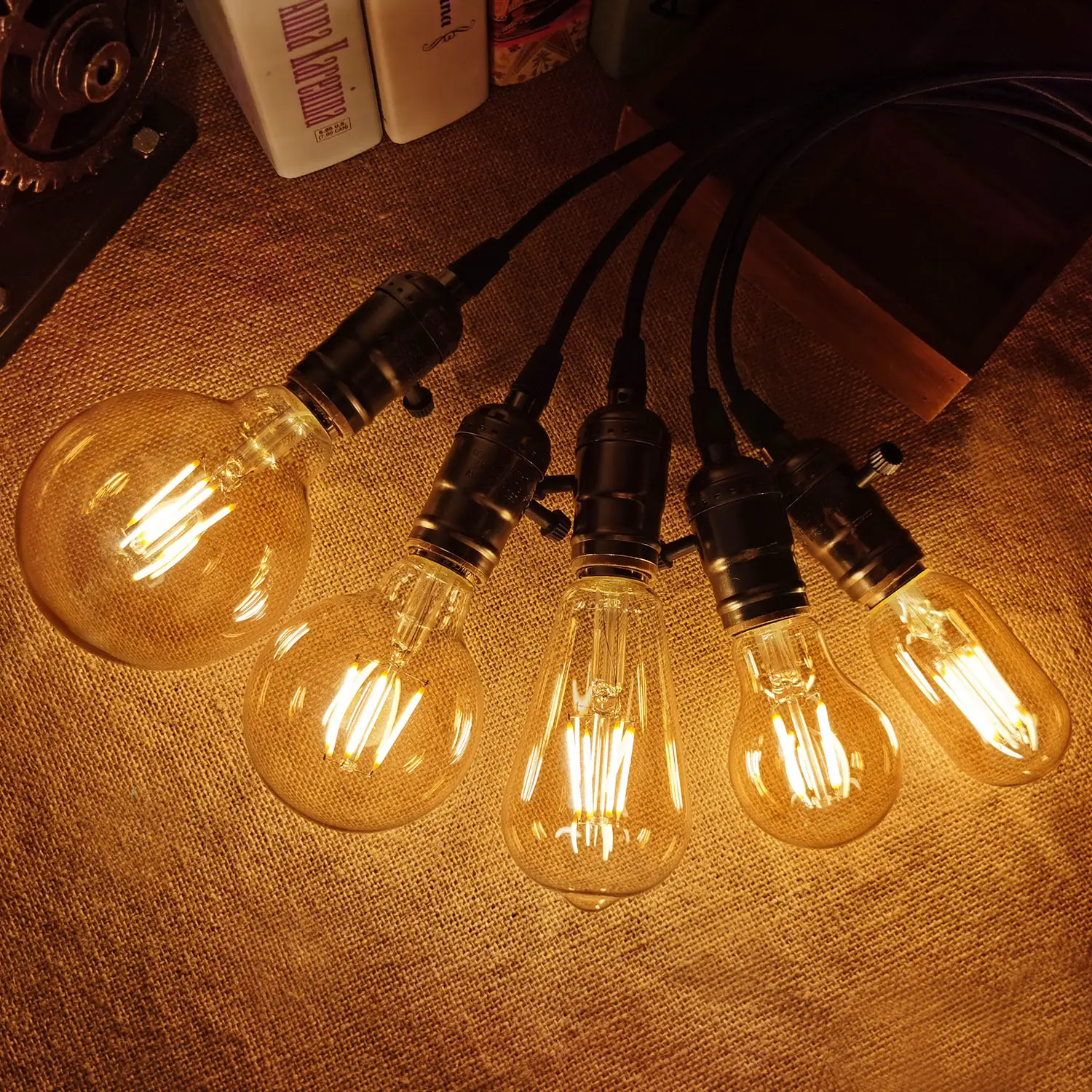 Glass Globe trang trí G80 Edison Led ánh sáng bóng đèn hổ phách hoặc hun khói grey LED bóng đèn dây tóc