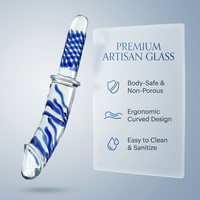 Ninghao Crystal Anal Plug Butt Glass Dildo Realiste en Verre avec Texture Spirale Bleue en Relief
