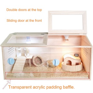Jaula de Madera para Hámster, Gran Hábitat con Vista Acrílica para Hámsteres Sirios y Enanos, Animales Pequeños - Product Image 3