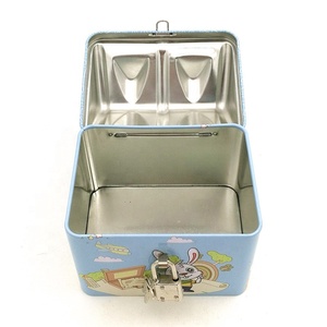 Hotsale 주문 만화 자물쇠와 열쇠를 가진 인쇄된 선물 돈 은행 주석 집 - Product Image 4