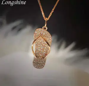 独特的创意定制珠宝拖鞋形状吊坠天然钻石18k项链