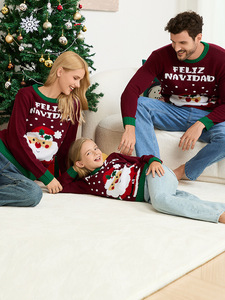 Vêtements de famille décontracté père noël <span class=keywords><strong>pull</strong></span> <span class=keywords><strong>pull</strong></span> moche pour femmes haut tricoté pour automne hiver Couple porter tenue - Product Image 3