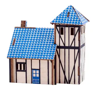 Rts Kleurrijke Kinderen Educatief Speelgoed Houten Model Huis 3D Puzzel