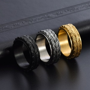 Stainless Steel fishtail Band <b>Ring</b> in Gold Silver Black Unisex Modern Style Daily Wear Fidget <b>spinner</b> <b>ring</b> - Product Image 2