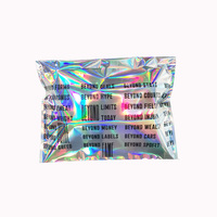 Sacs d'expédition en polyéthylène holographique personnalisés, enveloppes express en aluminium brillant adhésives, sacs d'expédition arc-en-ciel avec logo
