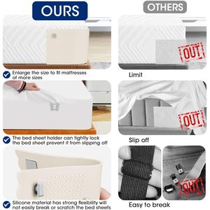 <b>Bed</b> Sheet Holders with Lock <b>Bed</b> Sheet Straps BedSheet Clips for Lateral Sleepers and Restless Partners Sheet Corner Holders - Product Image 5