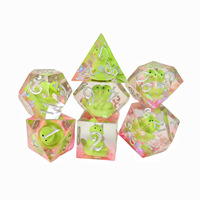 Ensemble de dés polyédriques transparents D&D - Design Tête de Dragon en Os de Dinosaure