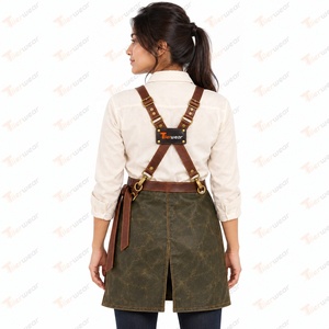 Delantal de Cuero para Mujer Tiierwear, con Tirantes Ajustables, Bolsillos, Cierre a Presión, Manga Corta, para Restaurante o Bar - Product Image 5