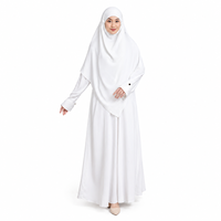 Ensemble Abaya Premium Blanc en Coton Marbella Solide Respirant Séchage Rapide avec Khimar Français – Vêtement Islamique Modeste Élégant Coupe Ample – Idéal Cadeau