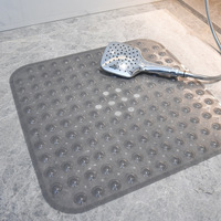 Tapis de bain carré transparent moderne 21 x 21 cm, design antidérapant robuste, pour toilettes et accessoires, avec ondulations stables, en PVC, pour douche et salle de bain