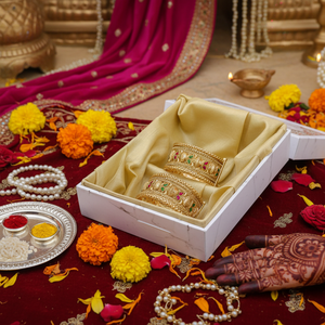 PADMAWATI Luxury Tungsten Gold Plated Original Multi Color Indian Bridal Wedding Anniversary Party Wear Women Gift Bangles Set - Product Image 3