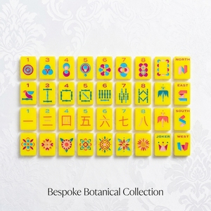 Collection Botanique Sur Mesure, Ensemble de Mahjong Américain de Luxe, 160 Tuiles Jaune Canari, Design Artistique Géométrique Moderne Gravé - Product Image 1