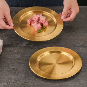 Stainless Steel Round Plate 18Cm Wide Rim Flat Bottom Serving <b>Tray</b> For Hotel Coffee <b>Tea</b> Dessert Use - Product Image 3