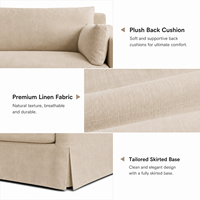 Canapé en tissu de lin moderne de luxe avec jupe, idéal pour salon côtier, villa, hôtel, projet personnalisable OEM