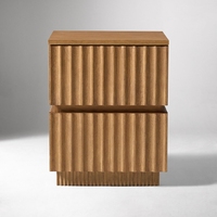 Table d'appoint cannelée en chêne français à 2 tiroirs pour salon, table d'appoint de canapé en bois, personnalisable OEM ODM faible MOQ.