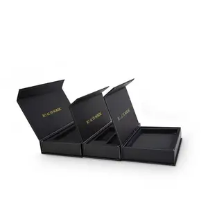 Schwarz Großhandel benutzerdefinierte Premium-Geschenkboxen Karton Papier Geschenk magnetische Verpackungsboxen mit Goldgeprägung-Logo für Geschenk