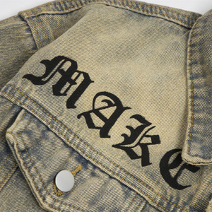 Giacca in Denim Vintage Invernale Casual con Ricamo e Lettere, Oversize Personalizzata per Uomo - Product Image 5