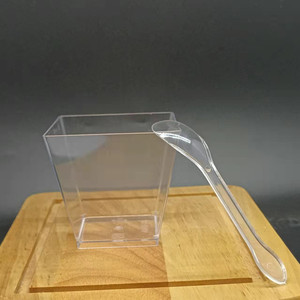 Gobelets carrés transparents de <span class=keywords><strong>210</strong></span> ml avec couvercles, en plastique alimentaire, pour pouding, <span class=keywords><strong>mousse</strong></span>, gelée, pour boulangerie, café, emballage à emporter - Product Image 1