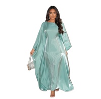Abaya de Luxe en Laine et Satin pour Femme, Modèle Eid 2026, Manches Chauve-Souris, Col Rond, Longueur Ras du Sol, Motif Floral Traditionnel, Fourniture ODM
