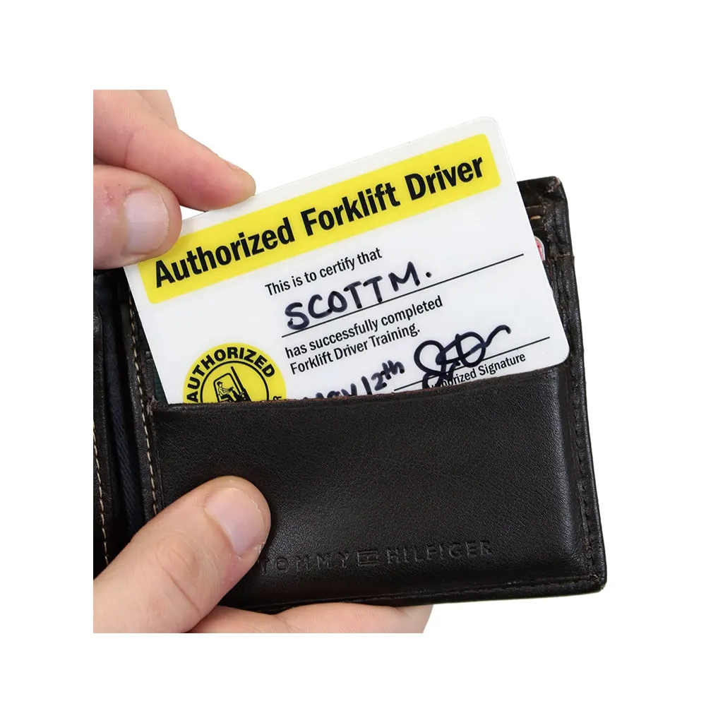 Qualified Authorized Forklift Driver Certificate Wallet Card Plastic Driver card