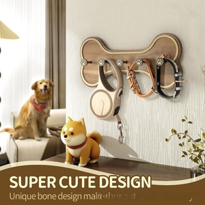 Porte-clés en bois pour entrée, support de rangement pour laisse d'animal en forme d'os, support pour collier de chien, sur mesure. - Product Image 3