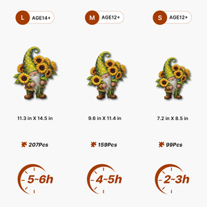 Custom Sunflower Gnome Irregular Wooden Jigsaw Puzzle L Size Adult Unique Shape DIY <b>Game</b>, Support Custom Image & Logo Printing - Product Image 4