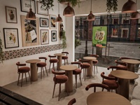 Aménagement intérieur et mobilier de boutique de style bohème pour café, restaurant de confiseries anciennes et magasin de café sur mesure