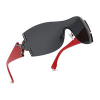 Vente en gros Fashion Hip Hop One Piece Y2K Lunettes de soleil sans cadre Punk Lunettes avec abat-jour en diamant