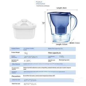 Портативный кувшин-фильтр для питьевой воды объемом 3,5 л с активированным углем из кокосовой скорлупы для домашнего и уличного использования - Product Image 2