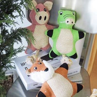 Jouet pour chien en peluche et corde de lin et coton, couineur, motifs cochon, renard et crocodile, vente en gros