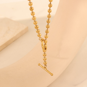 สร้อยคอจี้<span class=keywords><strong>ลูก</strong></span>ปัดทอง 18K ดีไซน์เก๋ ทันสมัย พร้อมตัวล็อกแบบ OT  วัสดุสแตนเลสสตีลสีทอง/สีเงิน  เครื่องประดับผู้หญิงสไตล์มินิมอล - Product Image 4