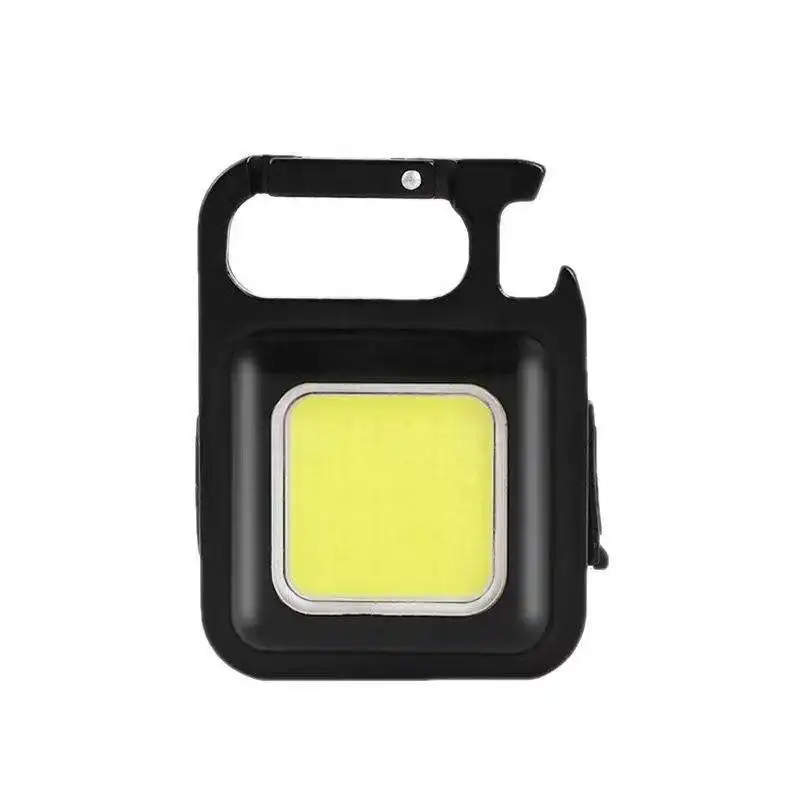 Mini luz de trabajo LED magnética recargable de bolsillo de metal negro de aluminio superbrillante con abrebotellas de cerveza