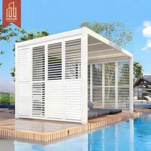 Con persianas de cierre abierto Marco recubierto de polvo de aluminio Jardín Patio Cubierta Impermeable Gazebo Sistema de techo Pérgola - Product Image 1