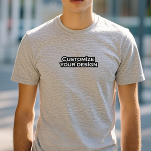T-shirt pour homme en coton 100% surdimensionné avec un petit col, style streetwear décontracté, logo personnalisé, manches courtes pour la salle de sport - Product Image 1