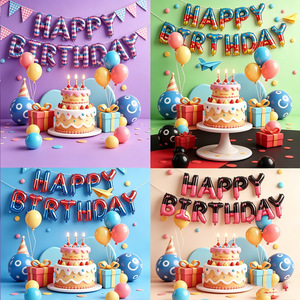 Ballons en feuille d'aluminium « Joyeux Anniversaire » en direct d'usine, lettres rouges et bleues, empreintes de pattes, ensemble de ballons en Mylar pour la décoration de fête d'anniversaire des enfants - Product Image 3