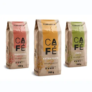 Оптовая продажа, недорогие экологически чистые биоразлагаемые пакеты с клапанами из крафтовой бумаги в форме кофейных зерен