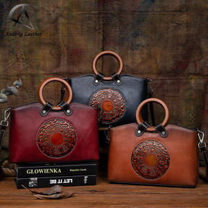 Bolsos de Mano de Cuero Genuino Andong, Bolso Cuadrado Pequeño, Bolso de Hombro Retro de Piel de Vaca para Mujer - Product Image 1