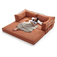 Canapé-lit inclinable moderne et minimaliste, revêtement en velours côtelé, pliable, housse amovible et lavable, multicolores, mousse à mémoire de forme, 3 places
