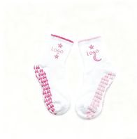 Chaussettes antidérapantes brodées en jacquard pour femmes, anti-bactérien, logo personnalisé, Grip, Yoga Pilates