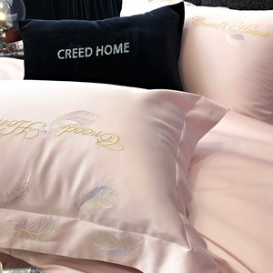 Luxury Pure Cotton 100-count Feather Embroidery Four-Piece <b>Bedding</b> <b>Set</b> 2 Meter Long Breathable Home Use - Product Image 3
