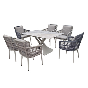 Mesa de Aluminio Darwin de Foshan con Tablero Personalizado y Sillas para Comedor Exterior, Ideal para Hoteles y Terrazas Modernas, 12 Asientos - Product Image 5