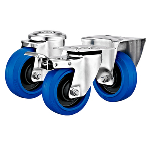 80mm1125mm मध्यम शुल्क यूरो प्रकार सु304 स्टेनलेस स्टील कैस्टर व्हील एंटी-रूस्टेड इलास्टिक रबर व्हील - Product Image 2