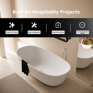 Artificial Stone Freestanding <strong>Japanese</strong> <strong>Soak</strong> Bath <strong>Tub</strong> with Custom Matte Finish for Bathroom Brands Distributors and Project Order - Product Image 2