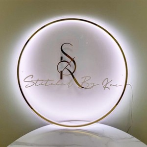 Cerchio su misura in acrilico segno salone modelli esplosivi personalizzato 3d retroilluminato segno al Neon rotonda segno - Product Image 3