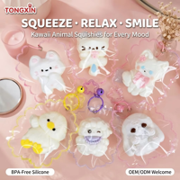 Porte-clés Squishy Personnalisé TONGXIN Animaux Mignons Ours Chat Mouton Poussin Fantôme Lapin Jouet Anti-Stress Fidget Vente en Gros OEM