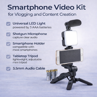 Kit de Video Todo en Uno para Smartphone: Trípode de Sobremesa, Micrófono Shotgun, Luz LED y Soporte para Teléfono para Vlogging y Transmisiones en Vivo