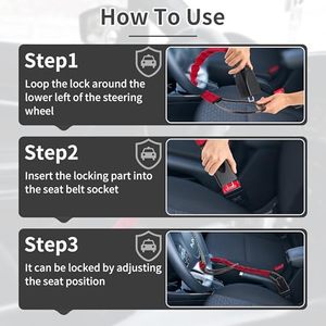 Produit tendance 2026 Accessoires automobiles Dispositif <span class=keywords><strong>antivol</strong></span> Verrouillage de ceinture de sécurité Dispositif de sécurité pour verrouillage automatique Verrouillage de <span class=keywords><strong>volant</strong></span> OEM - Product Image 5