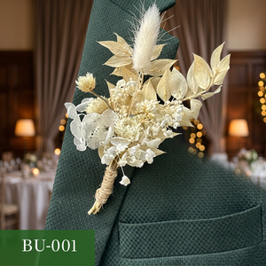 Mini Boutonniere de Flores Preservadas, Delicado Pin Floral para Solapa, Hecho a Mano, Decoración para Bodas, Padrinos de Boda y Damas de Honor - Product Image 1