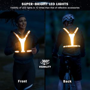 Gilets réfléchissants rouge/vert/orange/rose/jaune/bleu avec feux clignotants <span class=keywords><strong>Gilet</strong></span> de course réfléchissant LED de <span class=keywords><strong>sécurité</strong></span> haute visibilité - Product Image 2