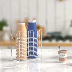 Tempat Cangkir Kopi Akrilik yang Dapat Dipasang di Dinding 2 Kompartemen Pengatur Cangkir Dispenser Cangkir Kertas Akrilik Rak Penyimpanan Hemat Ruang - Product Image 6